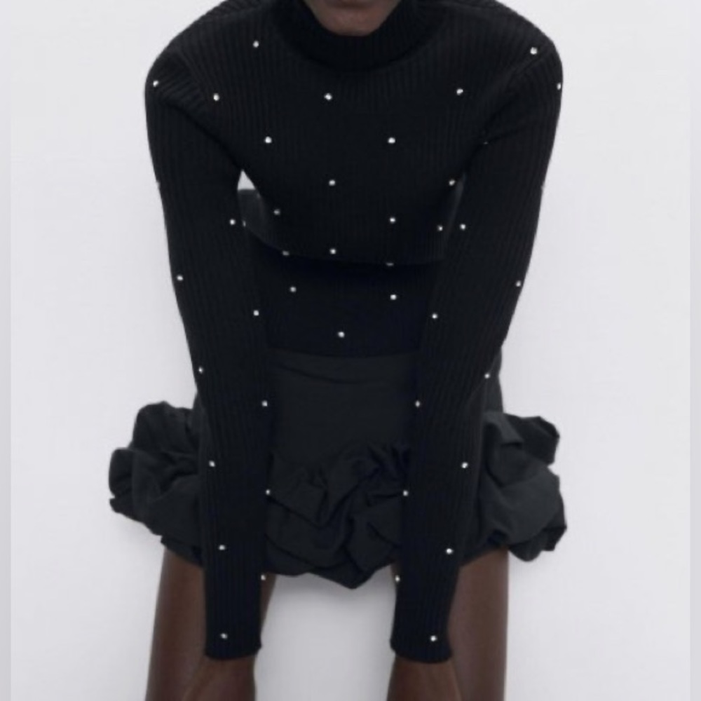 Studded Crystals turtle neck Top
